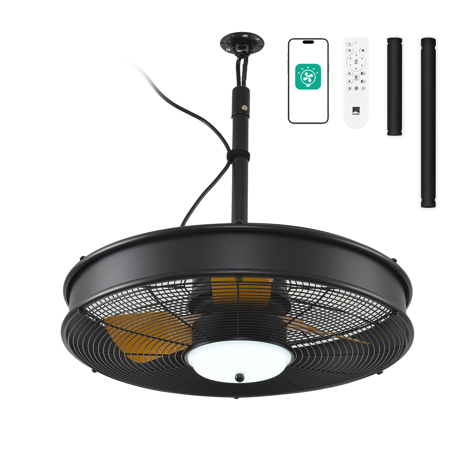 22'' Outdoor Ceiling Fans with Lights, Wet Rated Gazebo Fan with Remote
