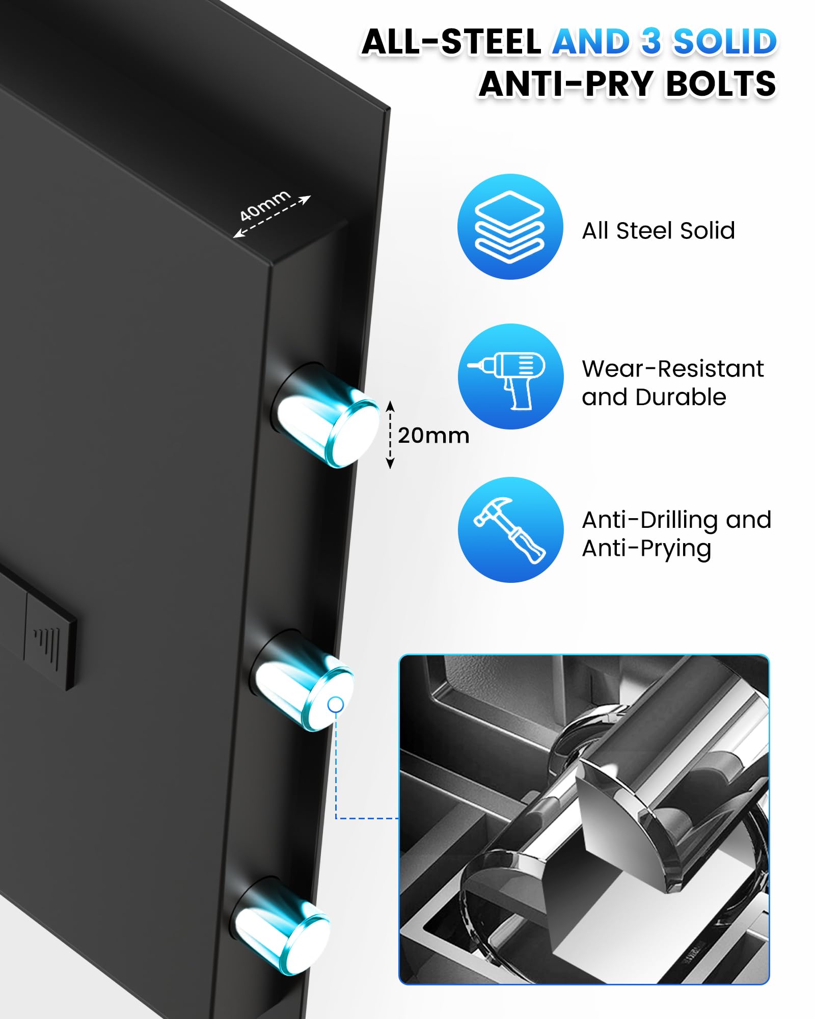 2.6 Cuft Fire Proof Safe for Home Documents, Home Safes Fireproof Waterproof, Fireproof Safe Box with LCD Digital Keypad, Alarm System, Hidden Code, Safety Box For Money Medicine Jewelry