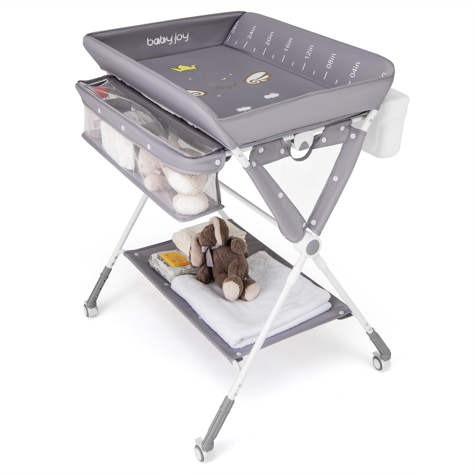Portable Baby Changing Table, Foldable Diaper Changing Station with Wheels