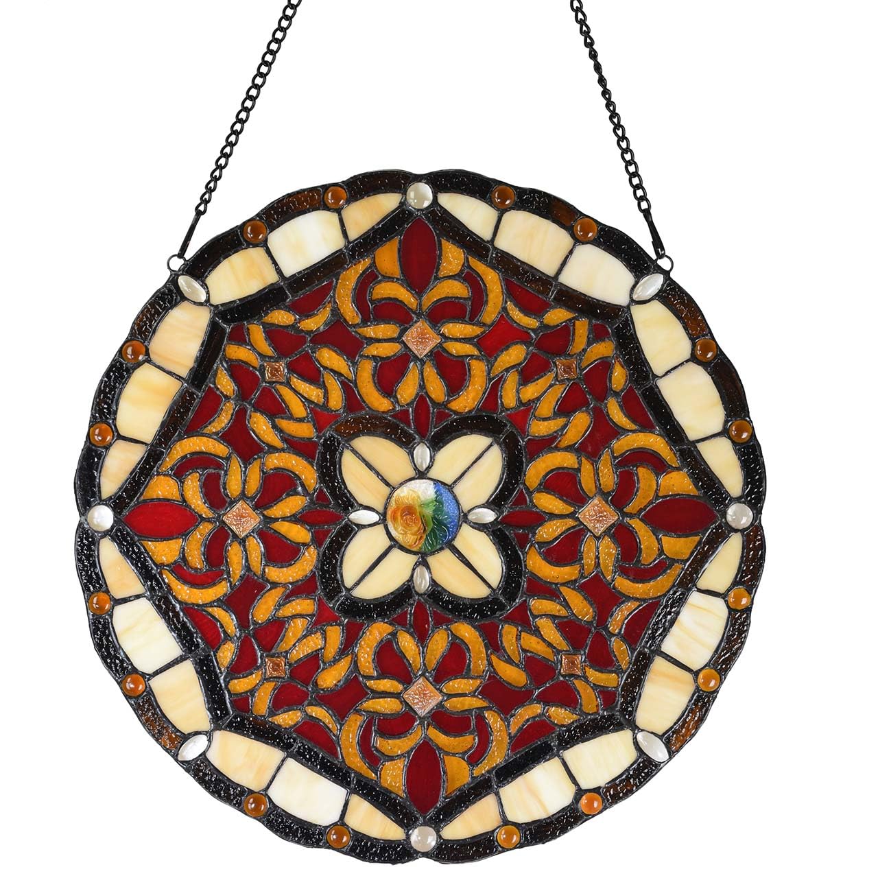 W10086 Baroque Tiffany Style Stained Glass Window Panel for Home Decoration