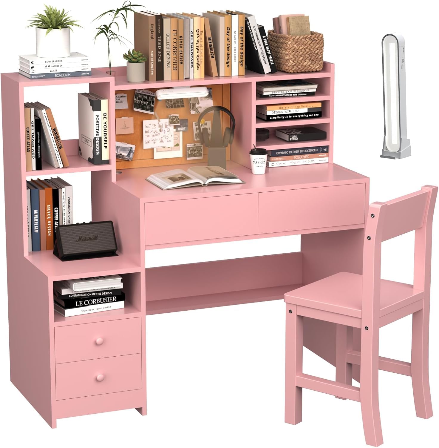 Kids Desk and Chair Set for 5-12 Year Old,Kids Study Desk with 3-Color Lights
