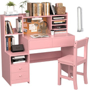 Kids Desk and Chair Set for 5-12 Year Old,Kids Study Desk with 3-Color Lights
