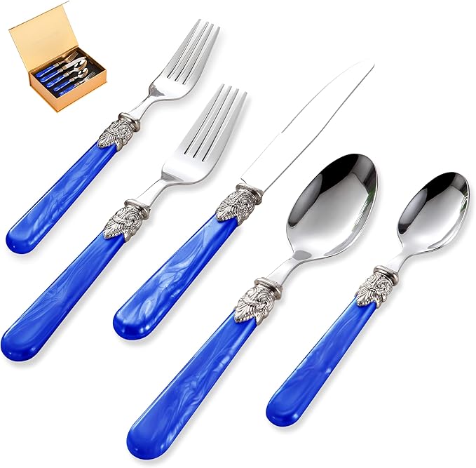 20 pieces Stainless Steel Vintage Flatware Sets With White Hanld