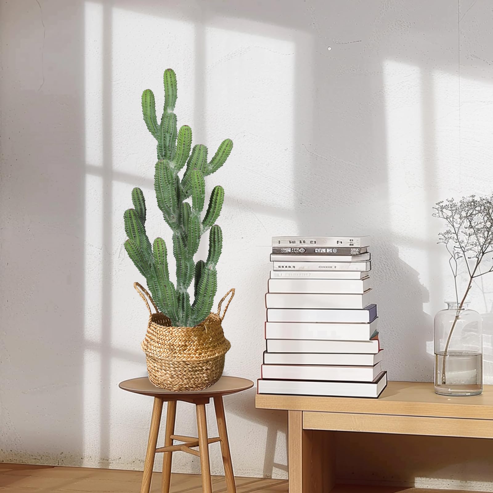 Artificial Cactus Plant 32 Inch Faux Desert Cacti Fake Cactus Potted Plant with Black