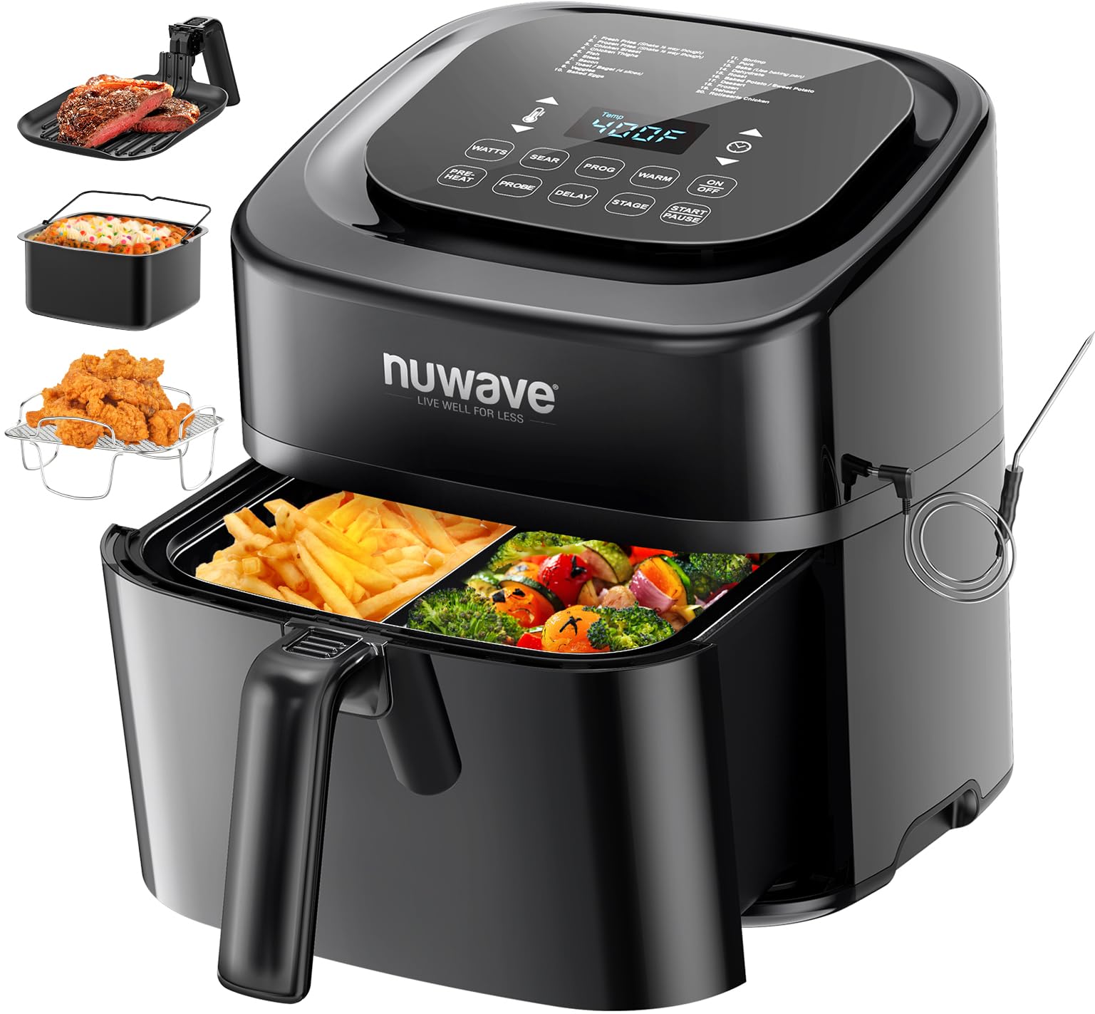 Brio 10-in-1 Air Fryer, 6 QT Airfryer Capacity with Smart Probe