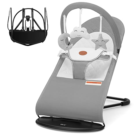 Baby Bouncer, Portable Baby Bouncer Seat for Babies 0-18 Months, 100% Cotton Fabrics
