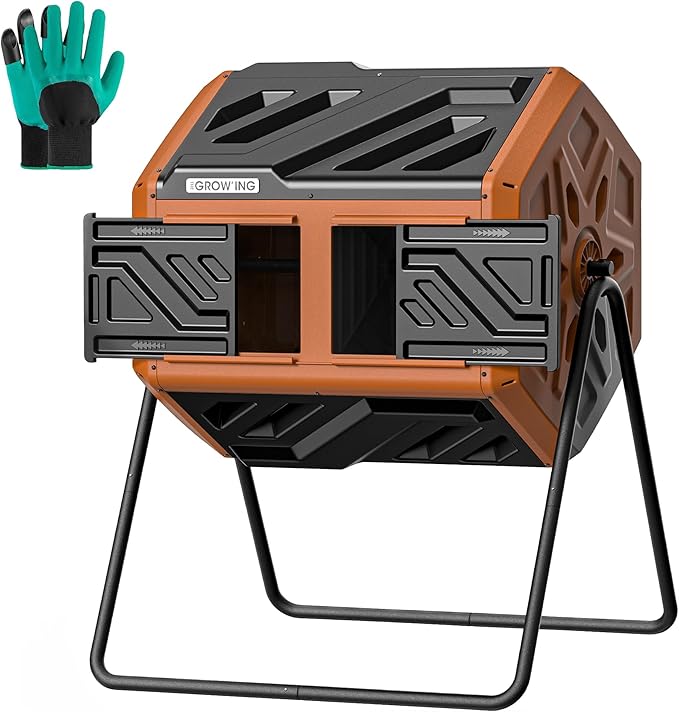 Updated 43 Gallon Compost Bin Outdoor, Fast Assemble Tumbling Composter