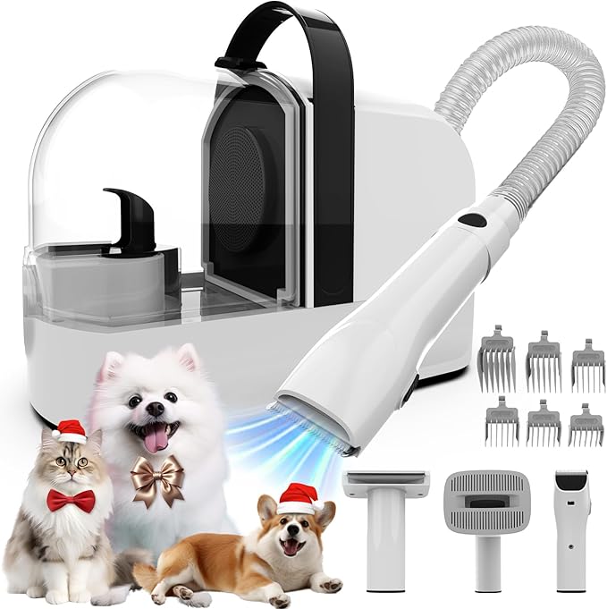 Dog Grooming Vacuum, Dog Grooming Kit with Pet Clippers, 12