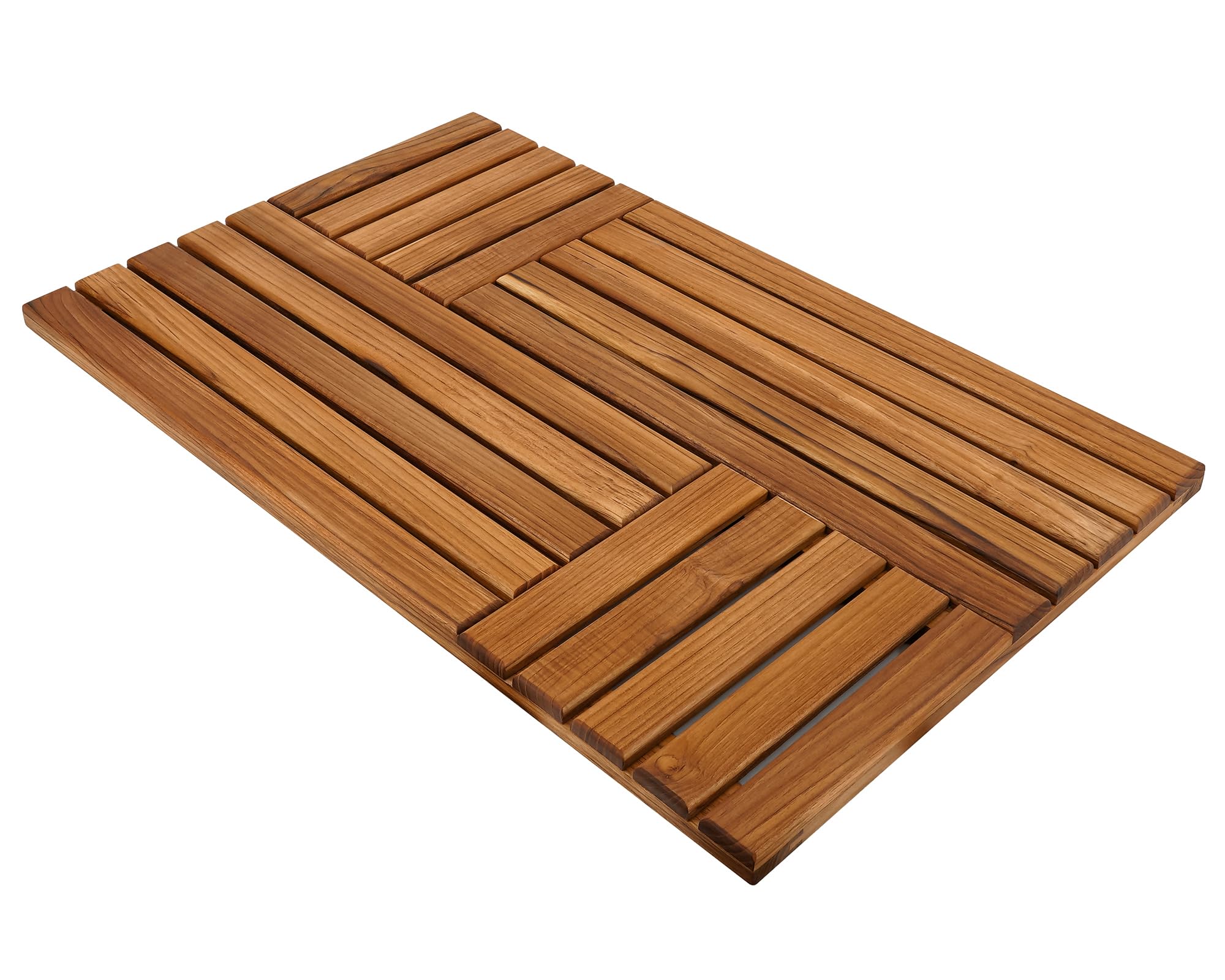 Teak Wood Bath Mat, 32 x 20 inch Large Wooden Shower Mat for Bathroom