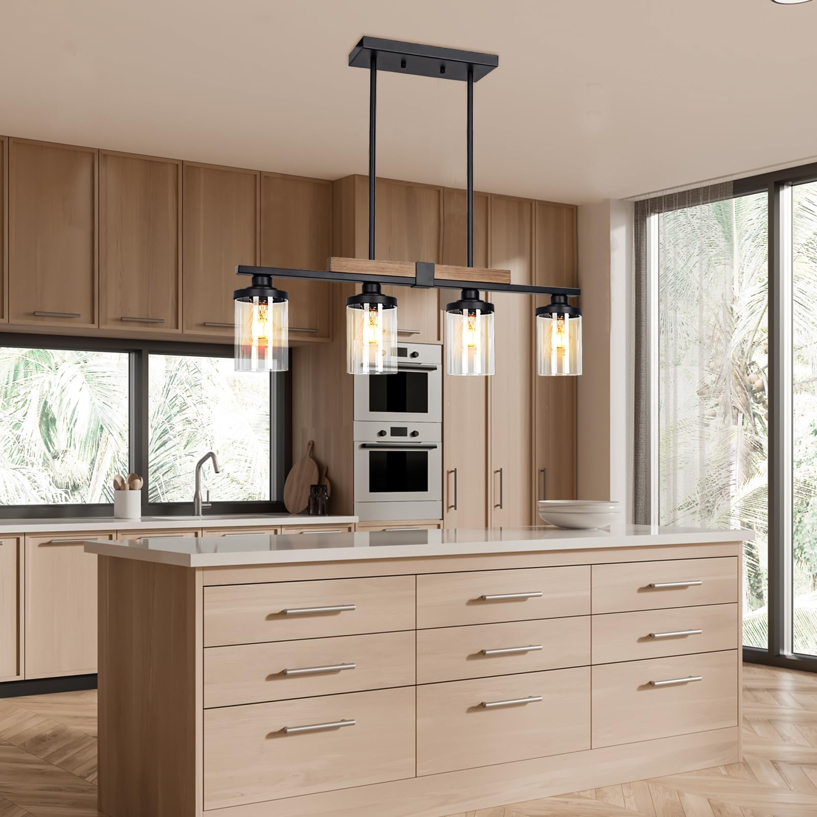 Dining Room Light Fixture Over Table, Farmhouse 4-Light Kitchen Island Lighting