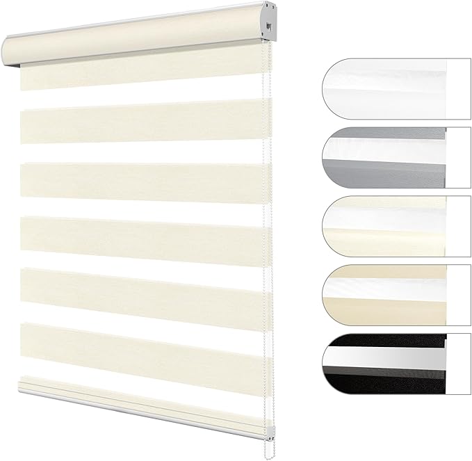 Zebra Blinds for Windows Custom Size Light Filtering Roller Shades Privacy Dual