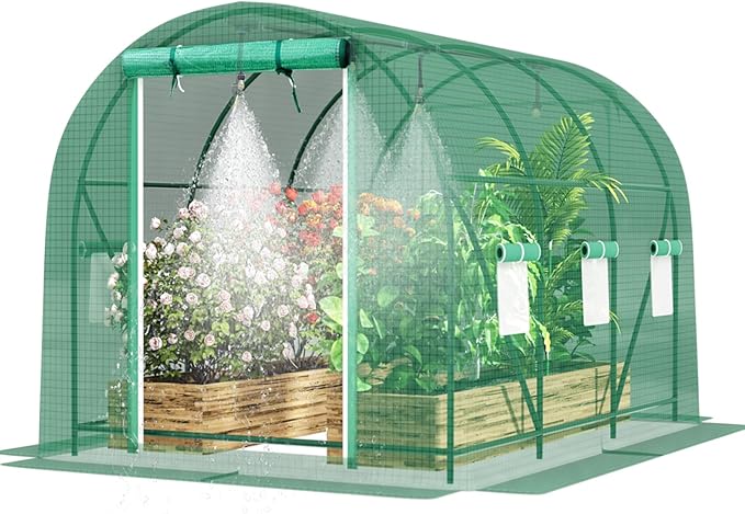 10×6.6×6.6ft Greenhouse with Watering System，Heavy Duty Green House Large