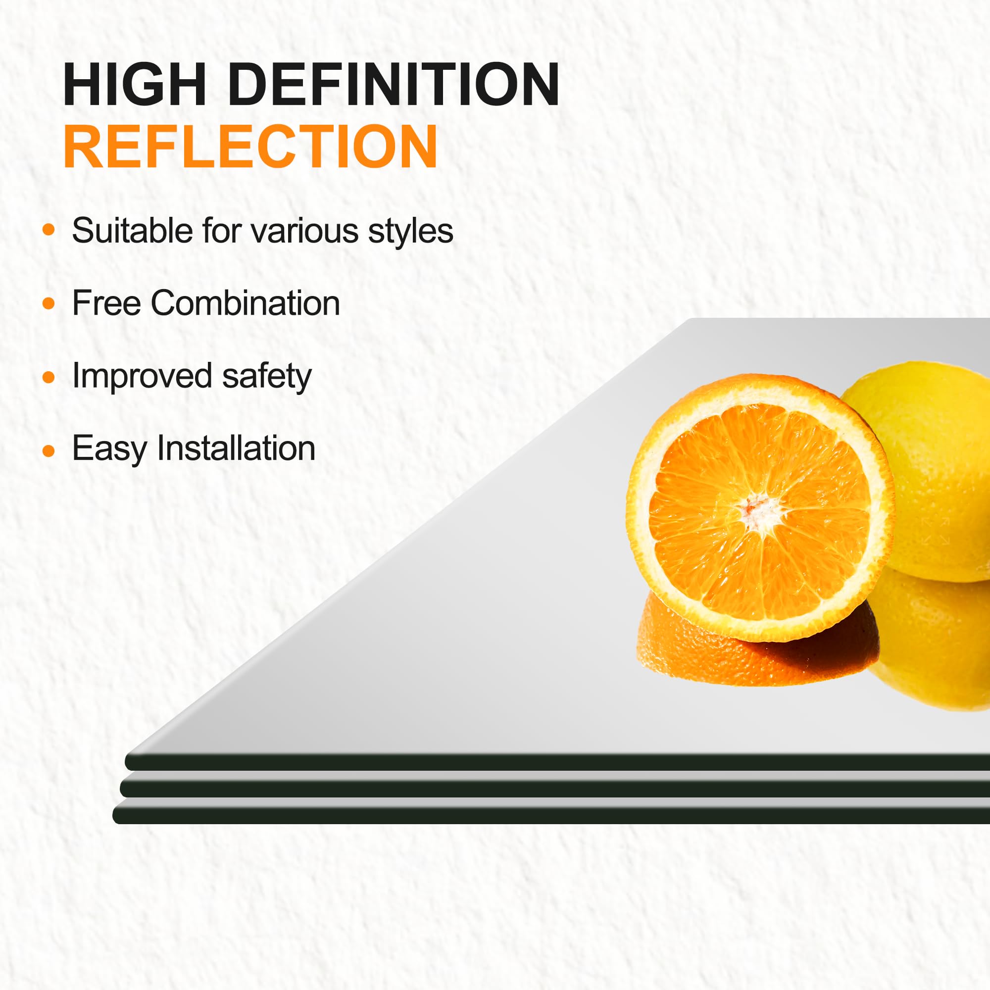 Delma Wall Mirror,Full Length Mirror Tiles for Wall Decor, Modern Full Body Mirror for Home, Office, and Gym（Glass, 16''x12''x 9PCS）