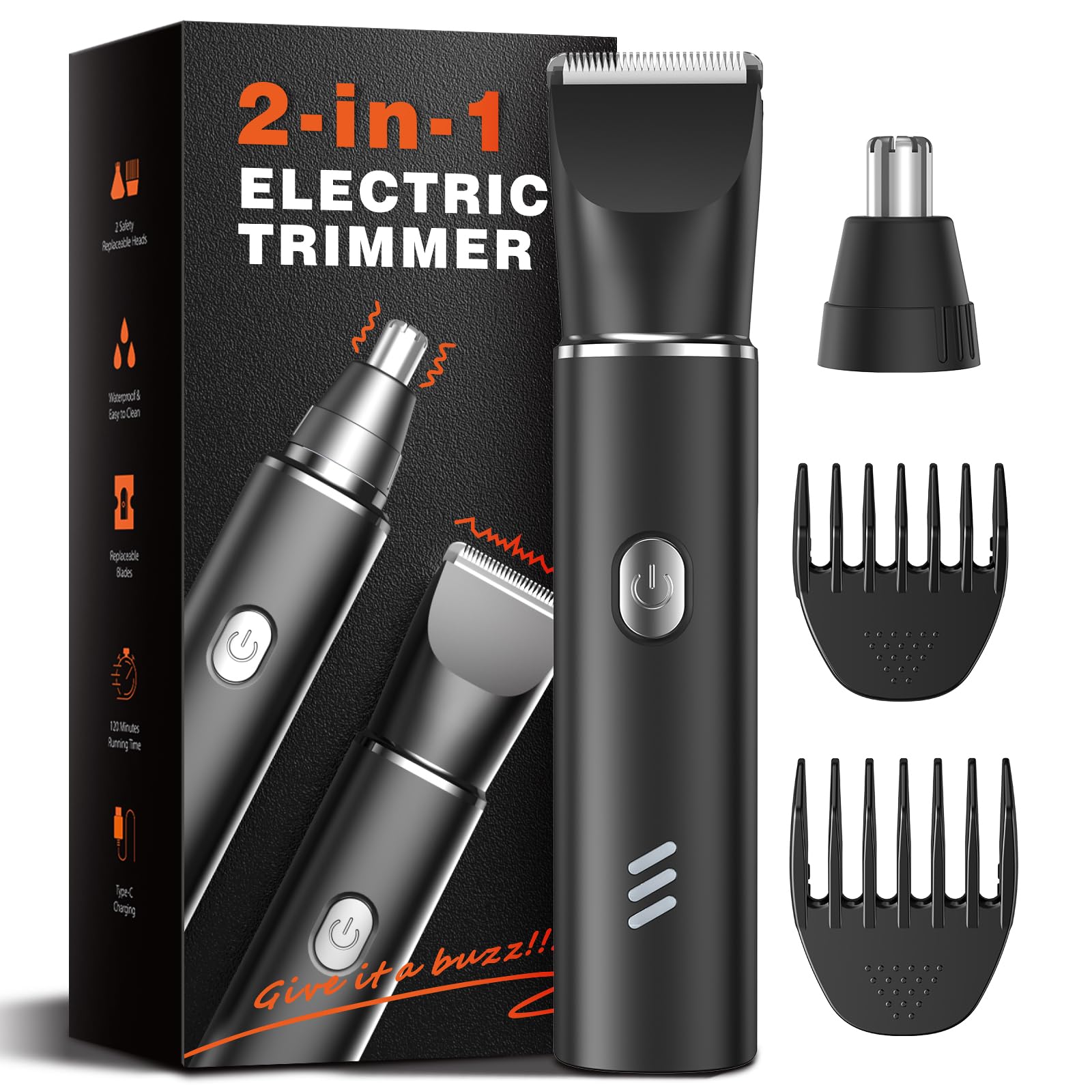 Body Hair Trimmer for Men,Electric Groomer, Nose/Ear Hair Clipper,Ceramic Blade