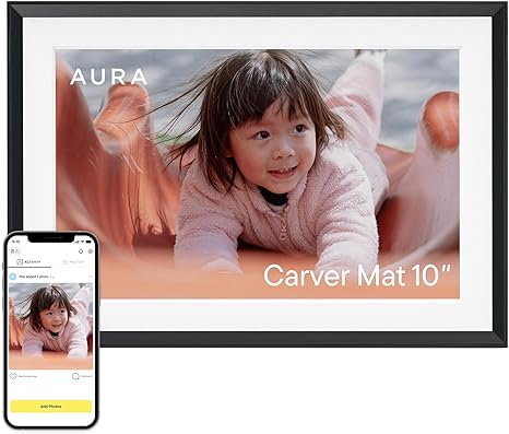Carver HD WiFi Digital Picture Frame, 10.1”, Add Photos with Aura App