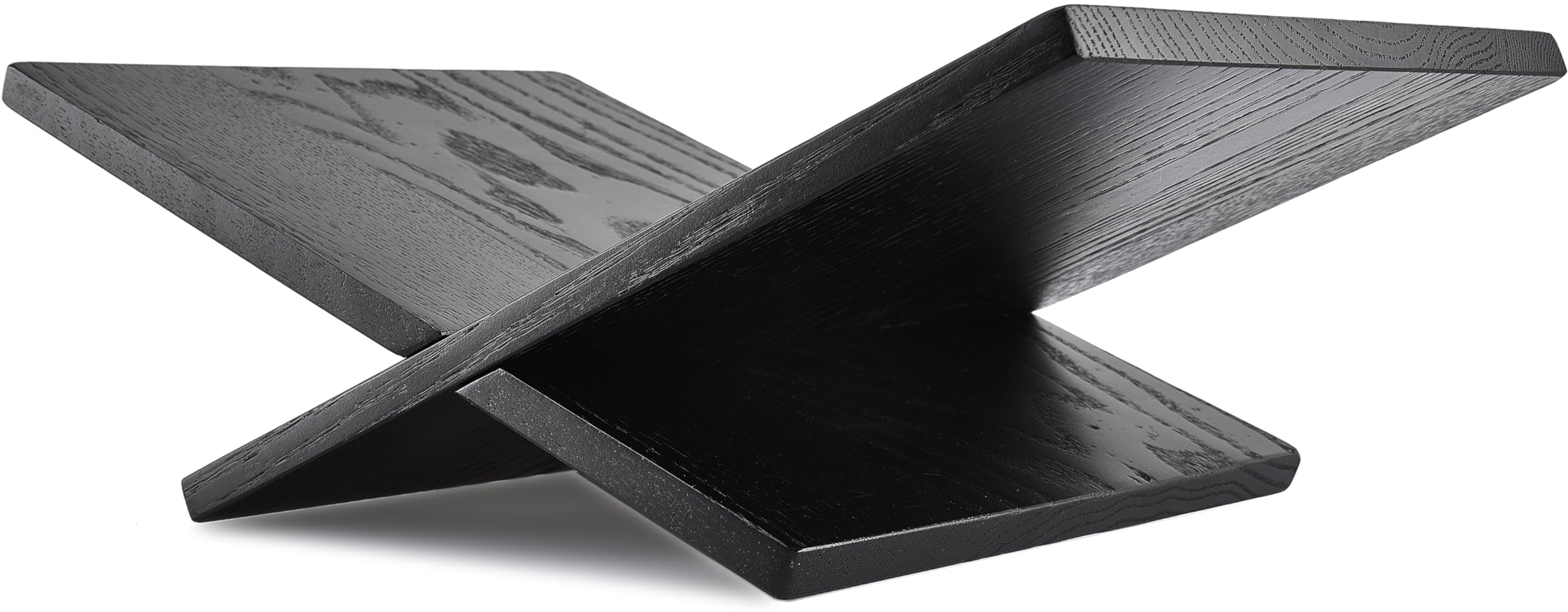 Solid Wood Book Stands - Cross Frame Black Oak Wooden Book Holder, Open Bookstand