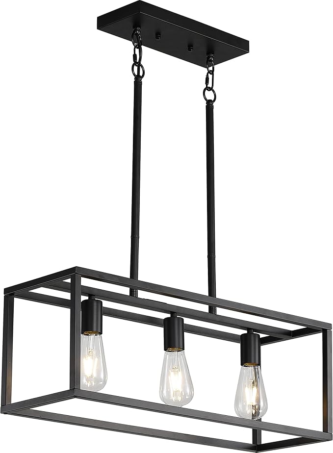 Kitchen Island Lighting, Modern Industrial Chandelier, 5-Light Linear Rectangular