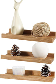 12 Inch Floating Shelves Wall Mounted, Solid Oak Wood Shelf for Decor and Storage