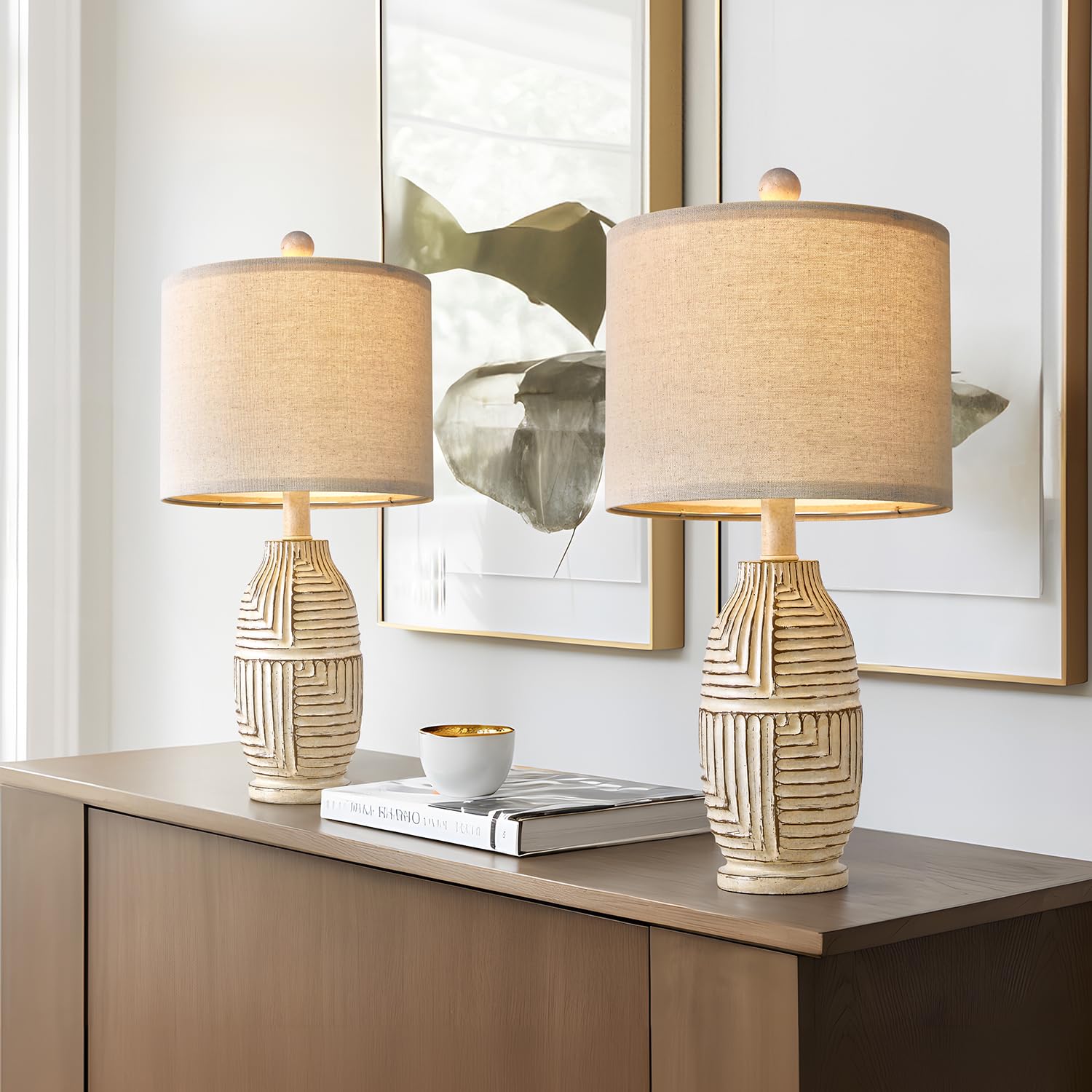Table Lamps Set of 2 Farmhouse Lamps for Living Room Bedroom Boho Small