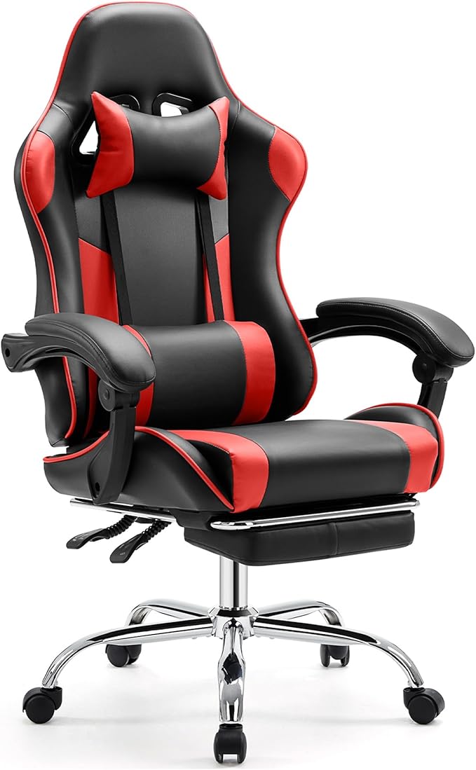 Gaming Chair with Footrest, Ergonomic Video Computer Chair,