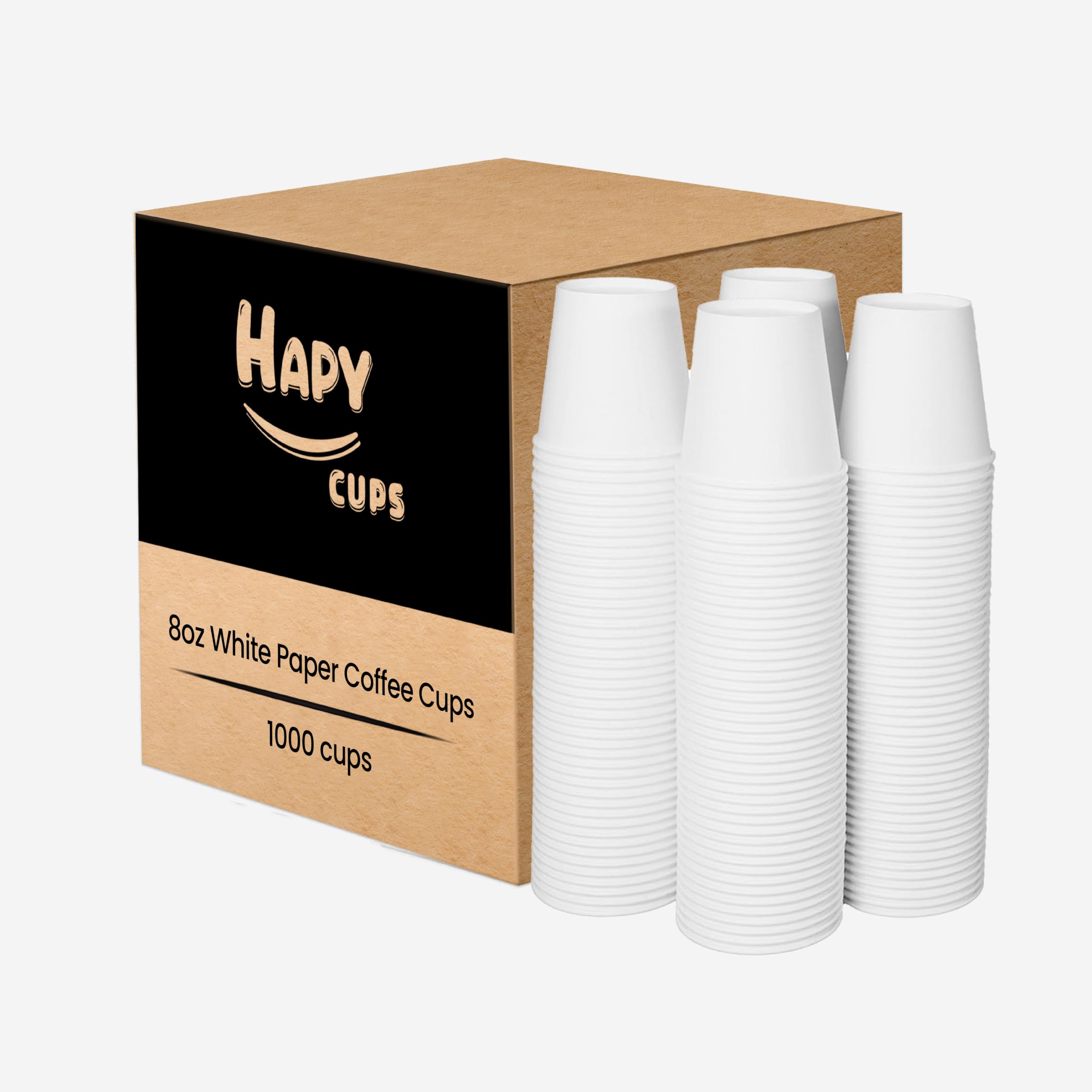 1000 Pack 8oz White Coffee Cups | Disposable Paper Coffee Cups | Drinking Cups