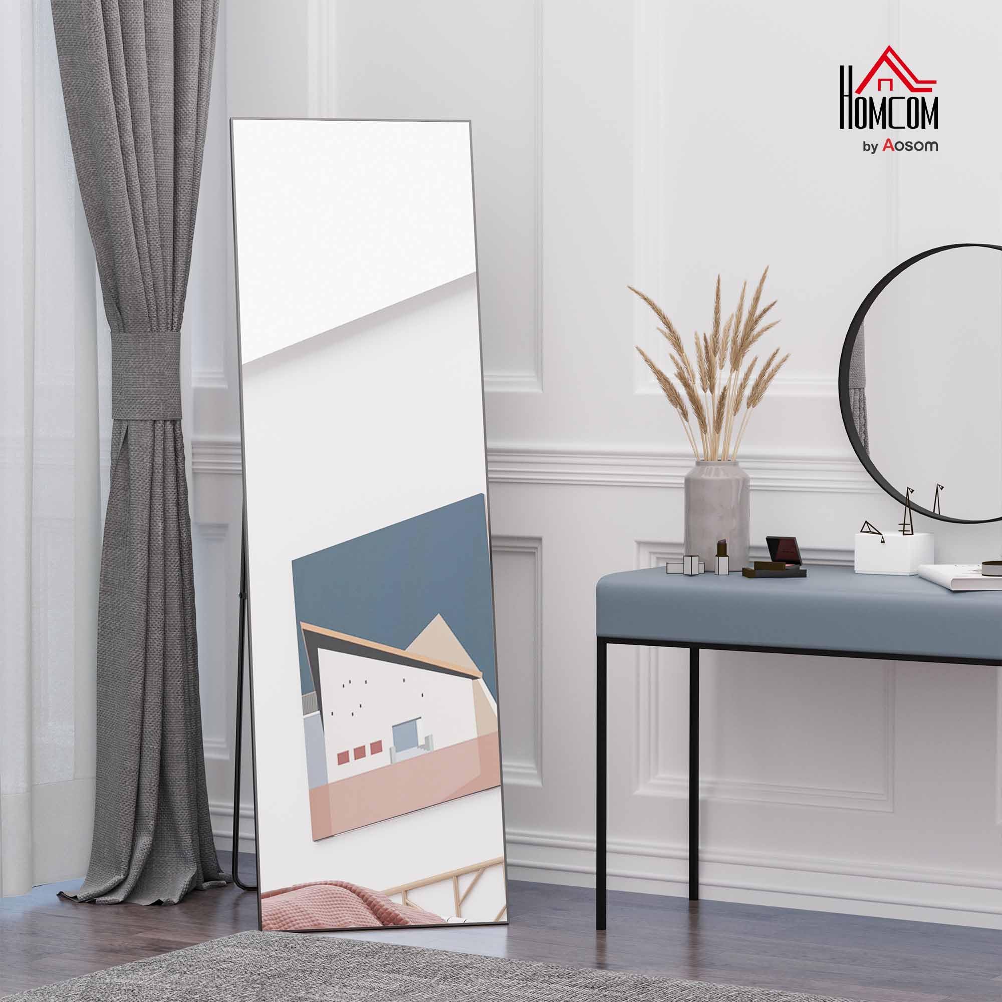 Full Length Glass Mirror, Freestanding or Wall Mounted Dress Mirror for Bedroom