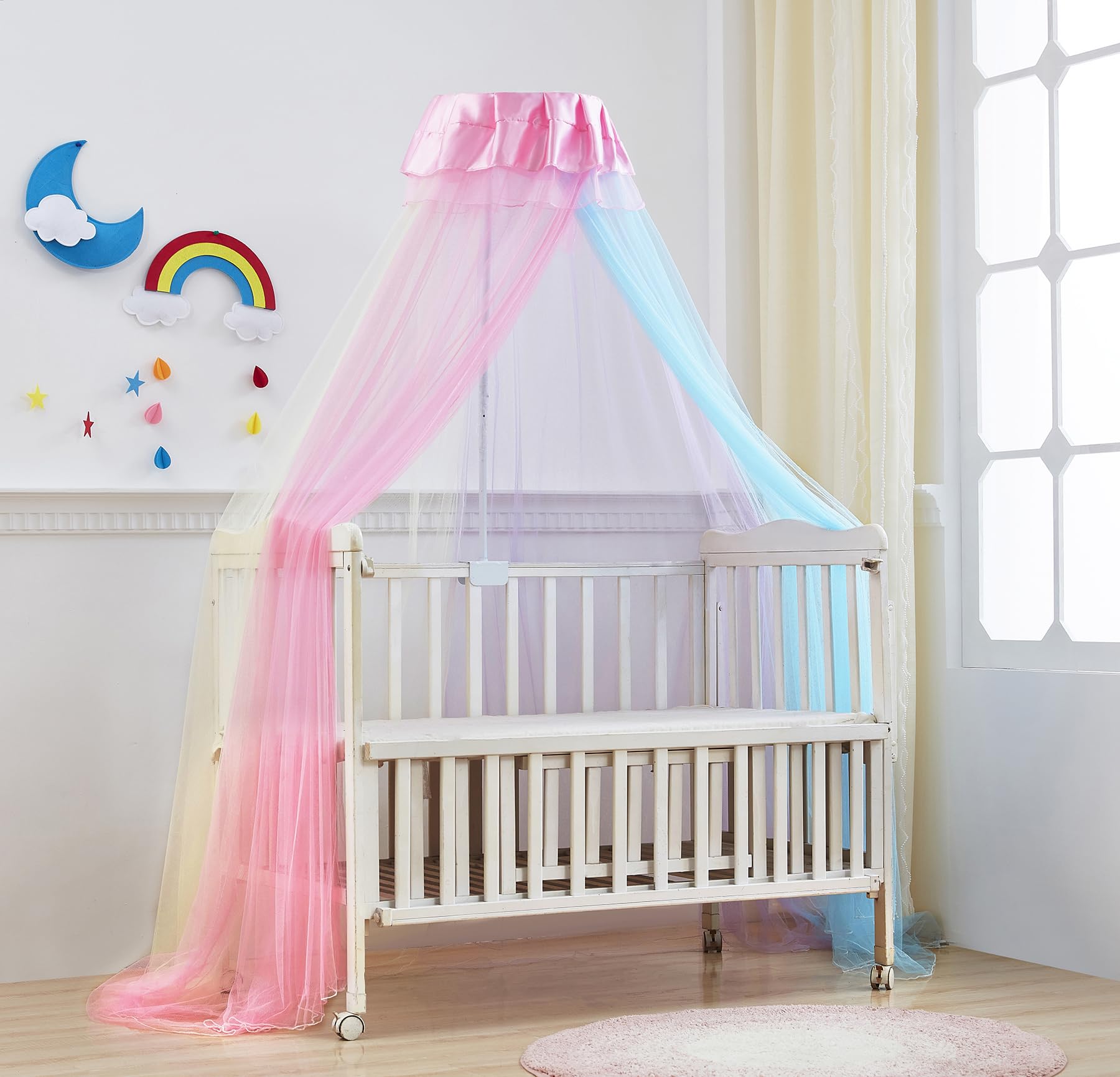Bed Canopy Crib Canopy Holder Mosquito Net with Canopy Frame,Baby Canopy