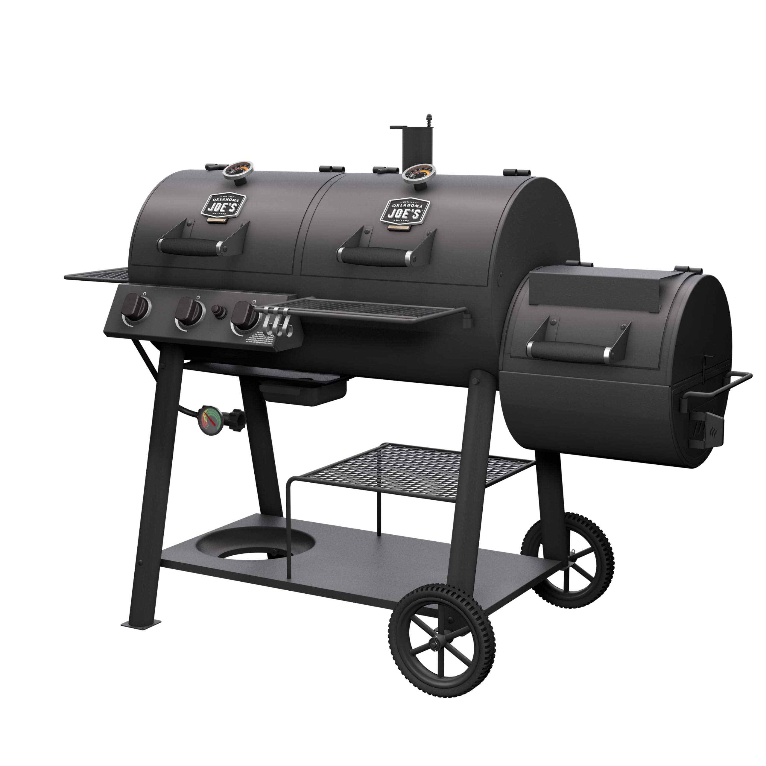 Canyon™ Deluxe Charcoal and Propane Gas Combination Smoker and Grill, Black Steel