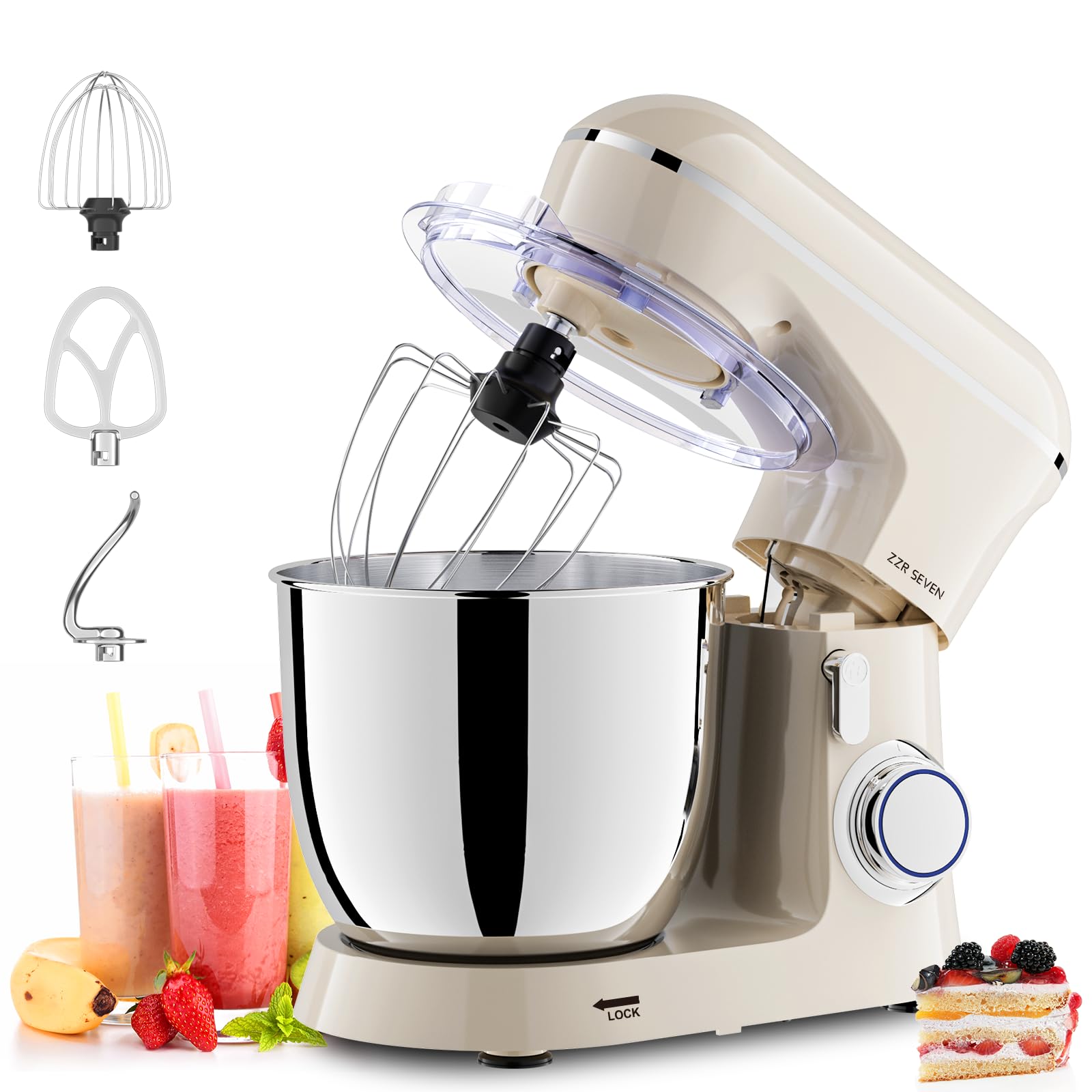 Stand Mixer, Dough Mixer, Bread Mixer, Cake Mixer with Bowl SS 5.5 QT
