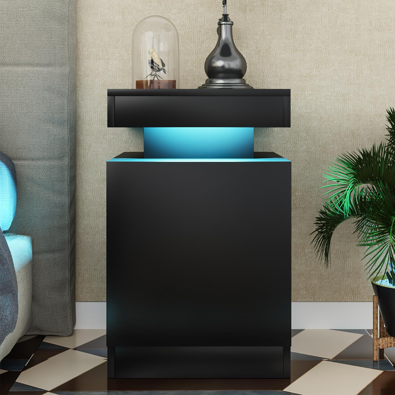 Nightstand Set of 2 with LED Lights,Night Stand