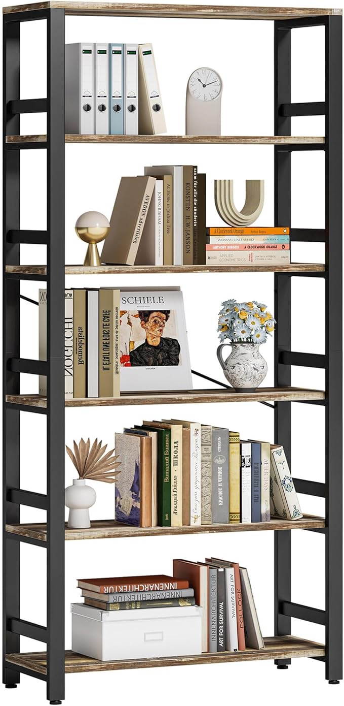 Bookshelf, 31.5in Wide Shelf 6 Tier Bookcase