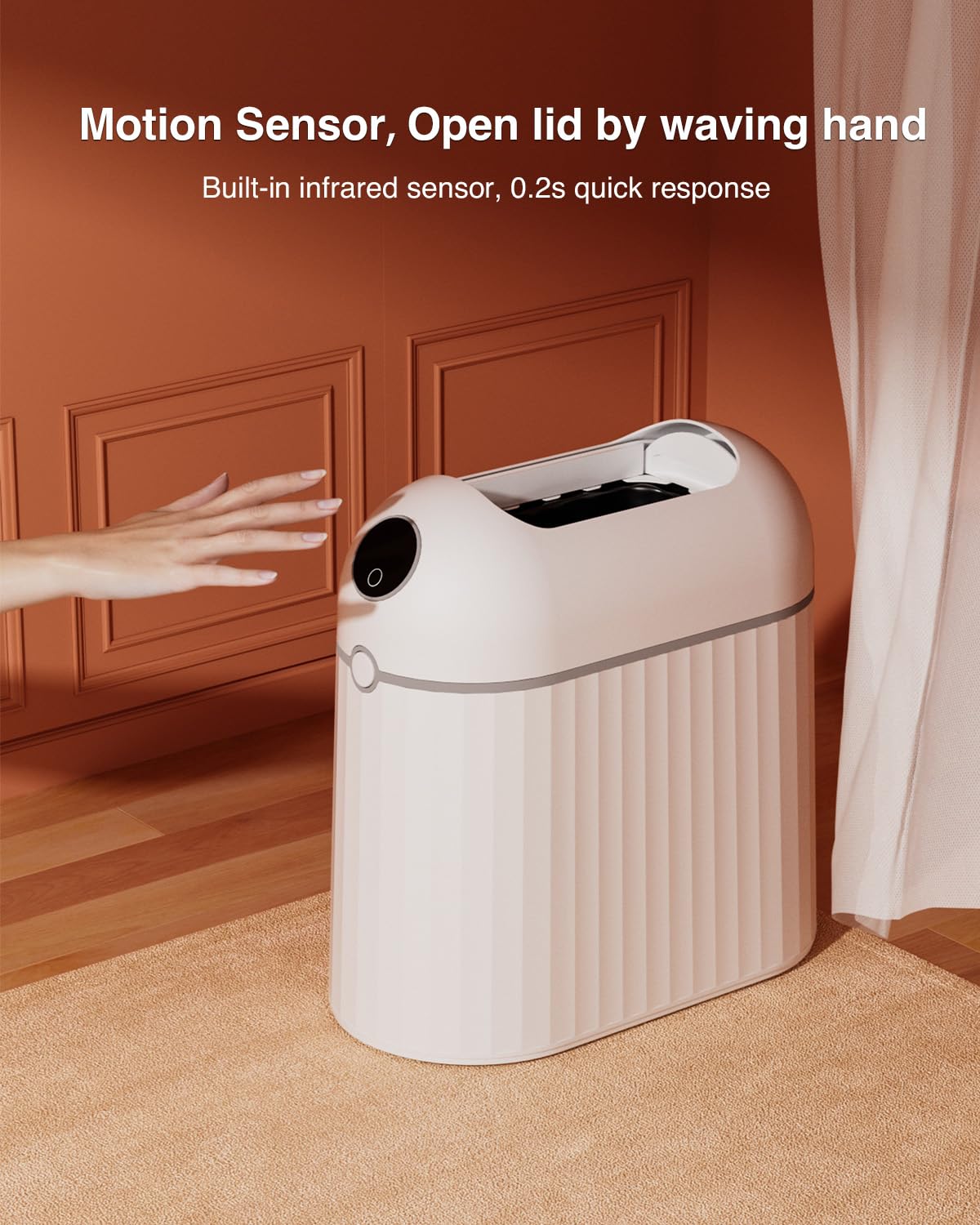 JustBeEasy Bathroom Automatic Touchless Trash Can, Self Sealing and Self Changing, Smart Motion Sensor Trash Can with Lid, 2.7 Gallon Waterproof Small Bedroom Garbage Can