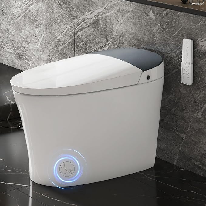 Smart Toilet, Bidet Toilet with Pump Assisted Flush, Foot Sensor Operation