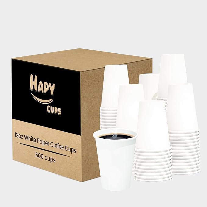 1000 Pack 8oz White Coffee Cups | Disposable Paper Coffee Cups | Drinking Cups