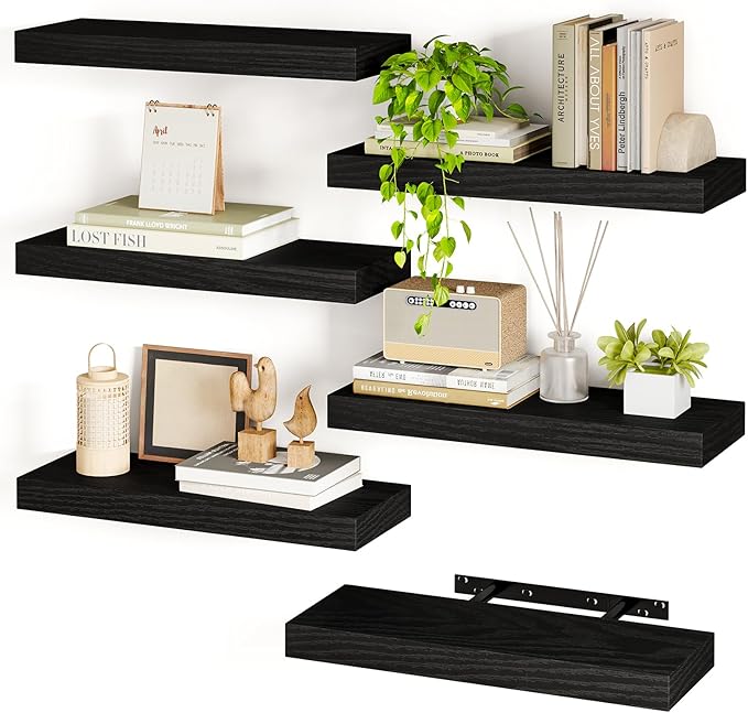 Floating Shelves for Wall, Wall Mounted Rustic Wood Shelves for Bathroom, Living Room