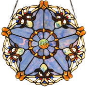 W10074 Baroque Tiffany Style Stained Glass Window Hanging Panel 12 inches