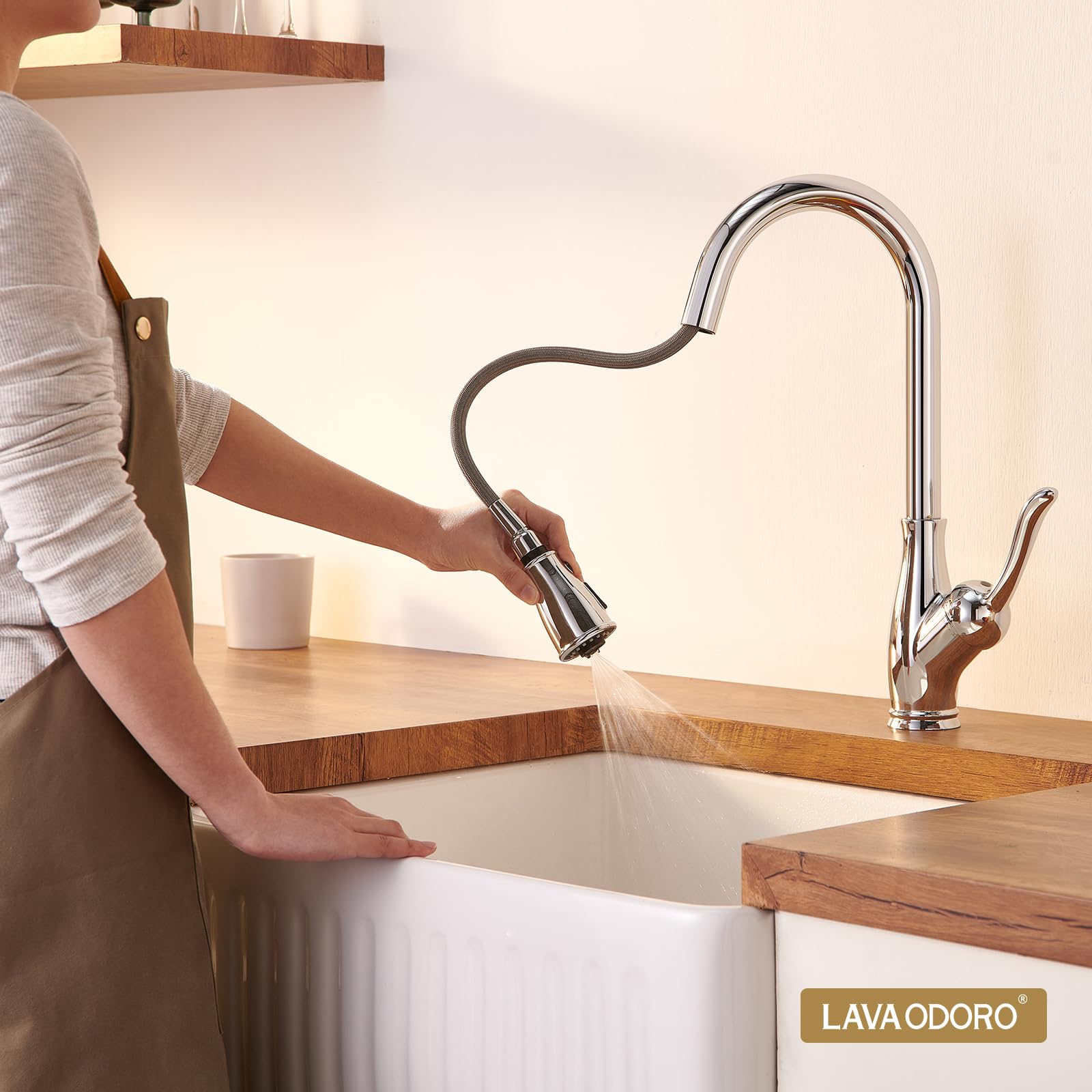 Kitchen Faucet with Pull Down Sprayer, Chrome Kitchen Sink Faucet