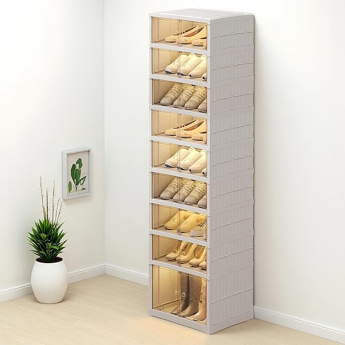 Foldable Shoe Rack Organizer for Closet 9 Tier-18 Pairs Stackable Shoe Storage Cabinet