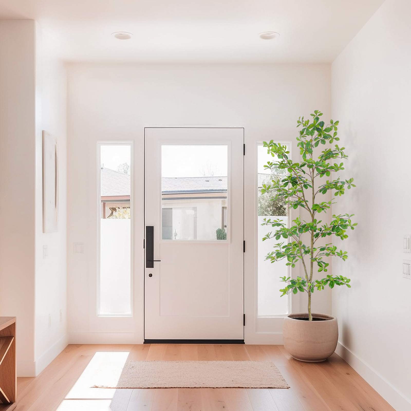 Faux Black Olive Tree 7ft, Tall Faux Trees Indoor with Natural Trunk and Realistic Leaves