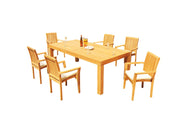6 Seats 7 Pcs Grade-A Teak Wood Dining Set: 86" Canberra Rectangle