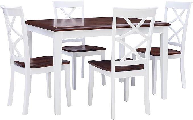 5 Piece Harrison Dining Set, Cherry/White
