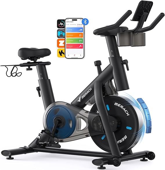Magnetic Resistance Stationary Bike with Screen, 300lbs Indoor Cycling Bike