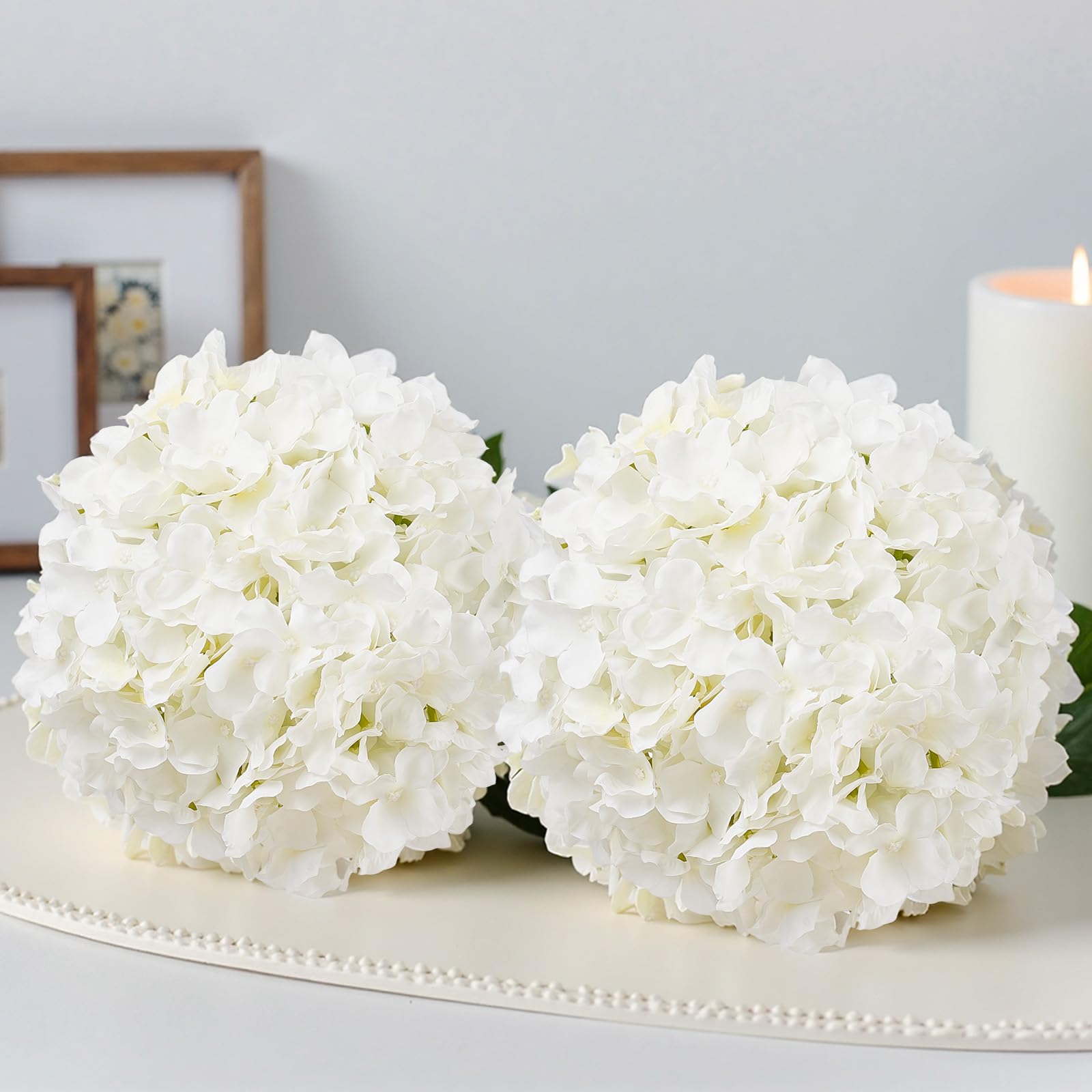 Artificial Flowers, 305 pcs Real Looking White Silk Fake Hydrangea Bulk