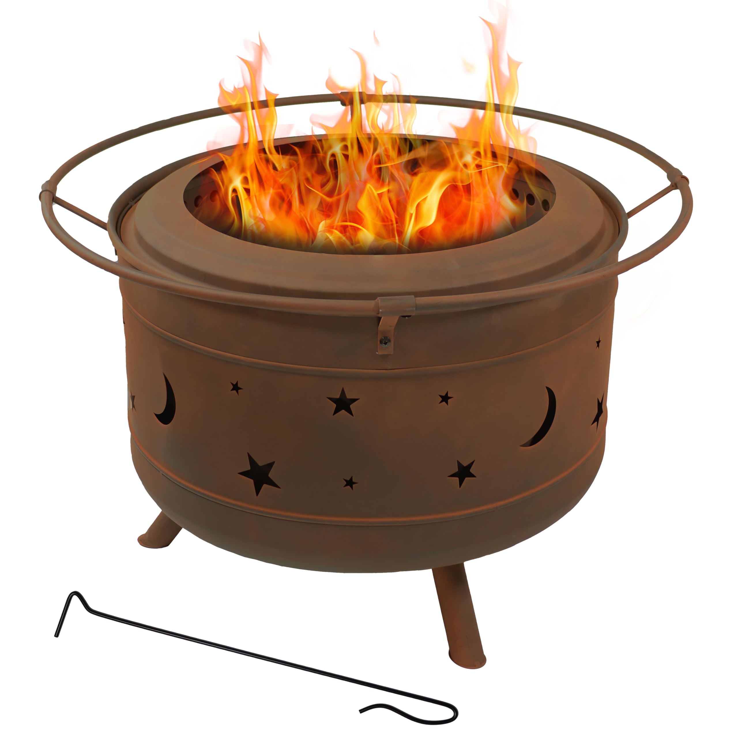 30-Inch Cosmic Smokeless Wood-Burning Fire Pit with Cover and Poker