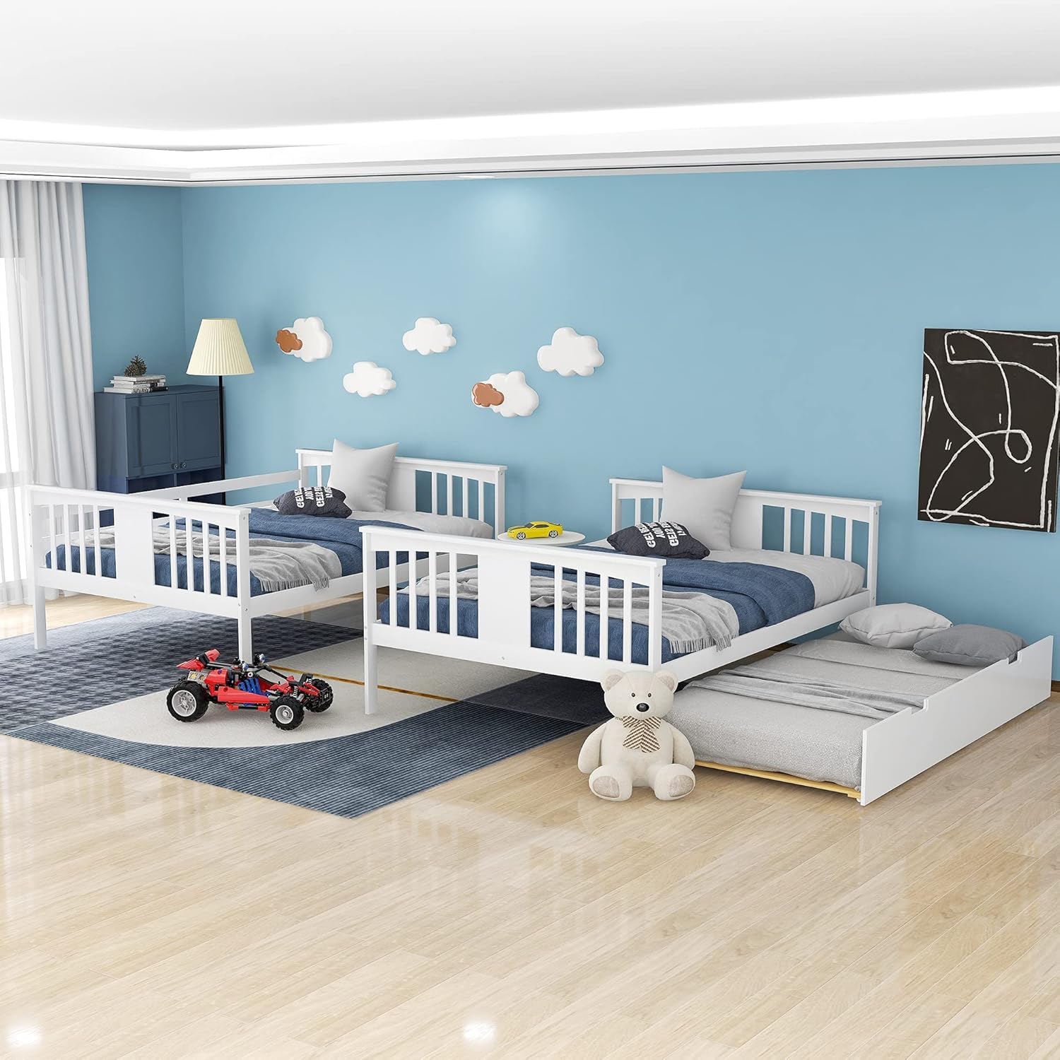 Convertible Full Over Full Bunk Bed with Twin Trundle