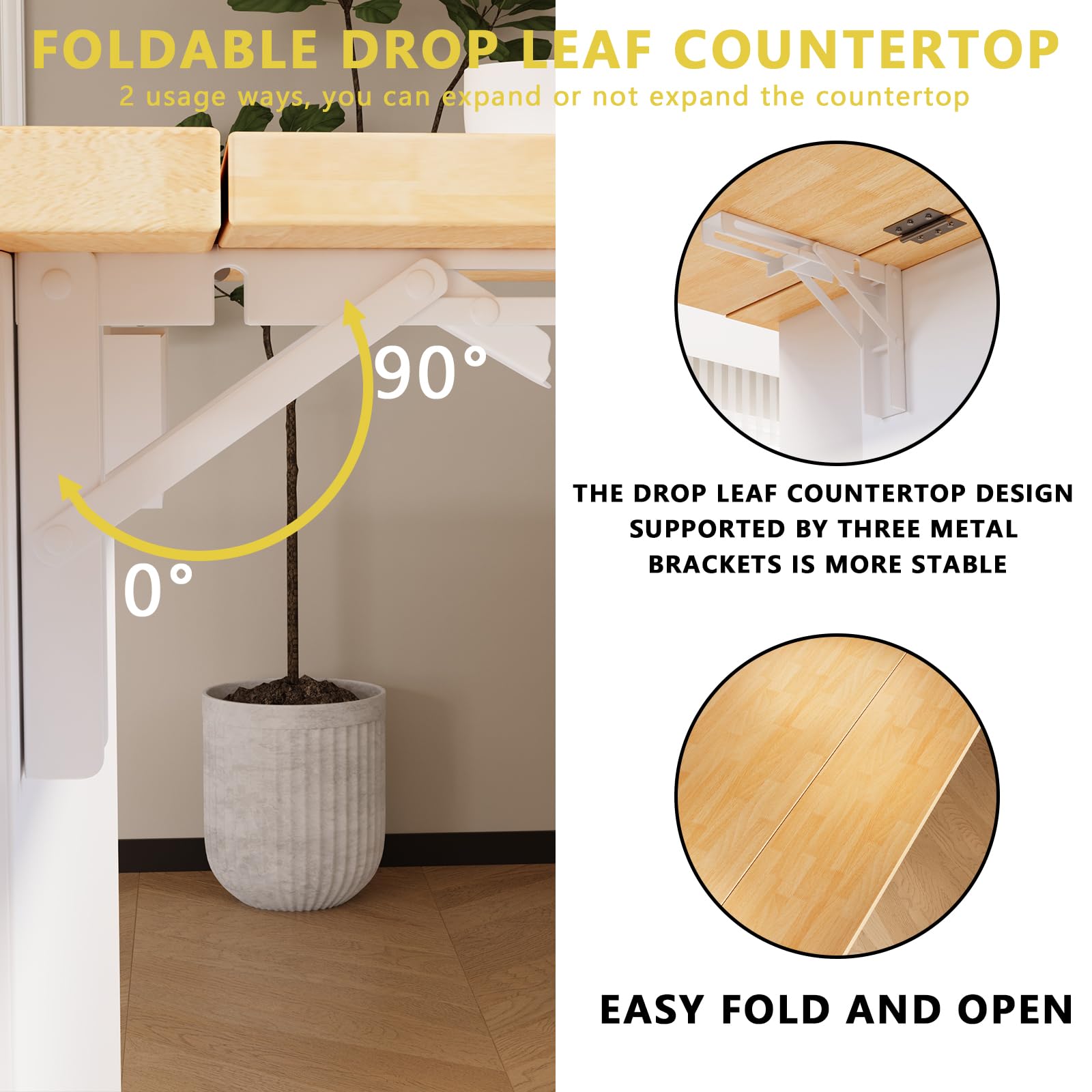 Rolling Kitchen Island with Drop Leaf, Kitchen Island Cart with Trash Storage Cabinet, Kitchen Rolling Island with Spice Rack & Knife Holder, Mobile Island Table for Kitchen, White