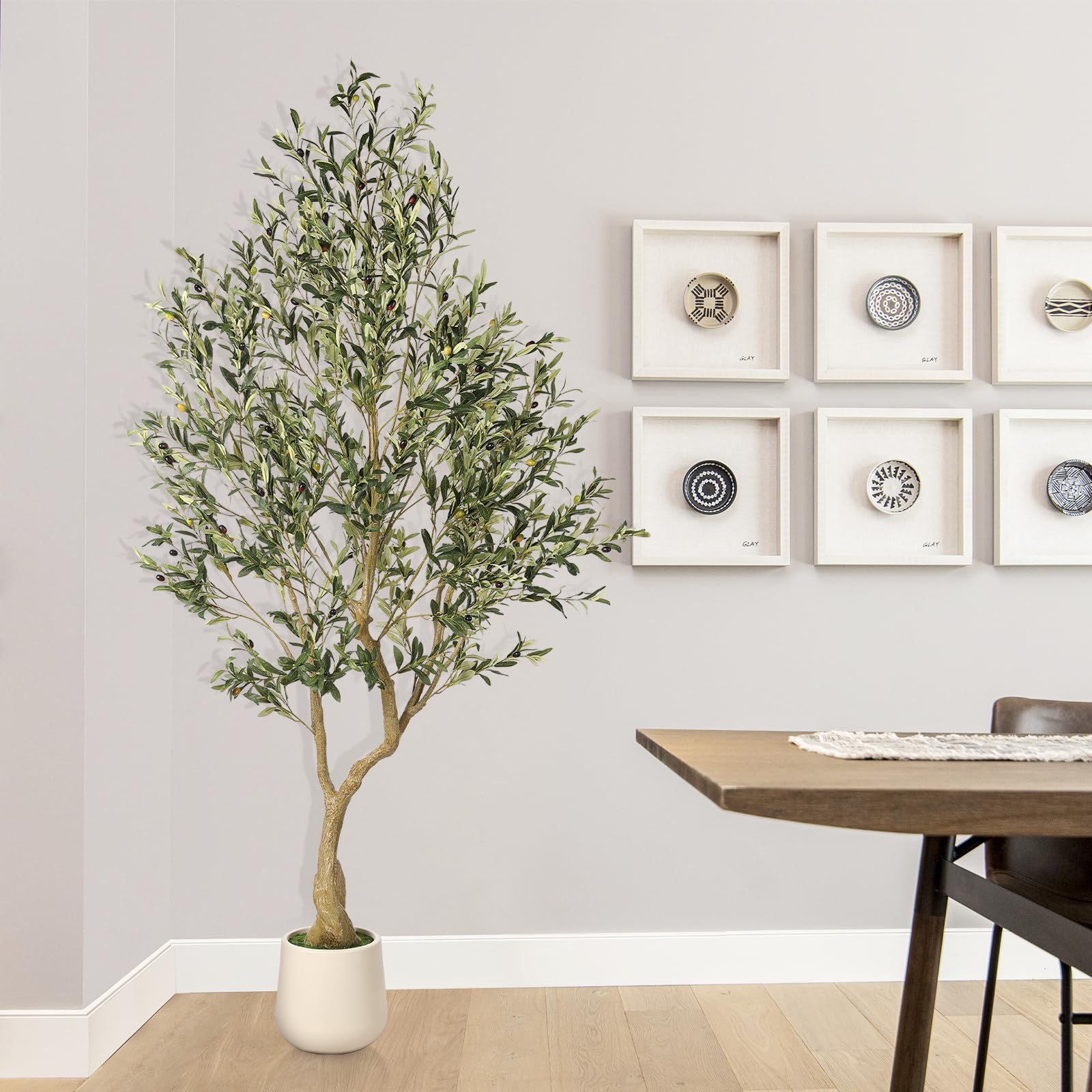 7ft Artificial Olive Tree with Tall Exquisite Planter - Realistic Fake Olive Tree