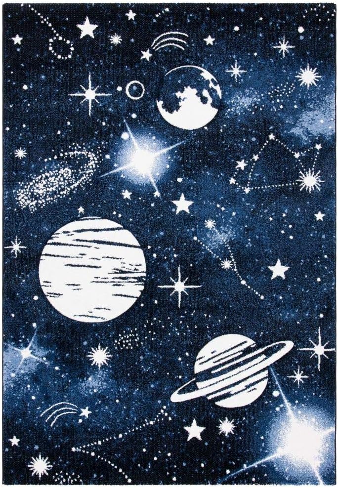 Carousel Kids Collection Accent Rug - 3'3" x 5'3", Dark Blue & Light Blue