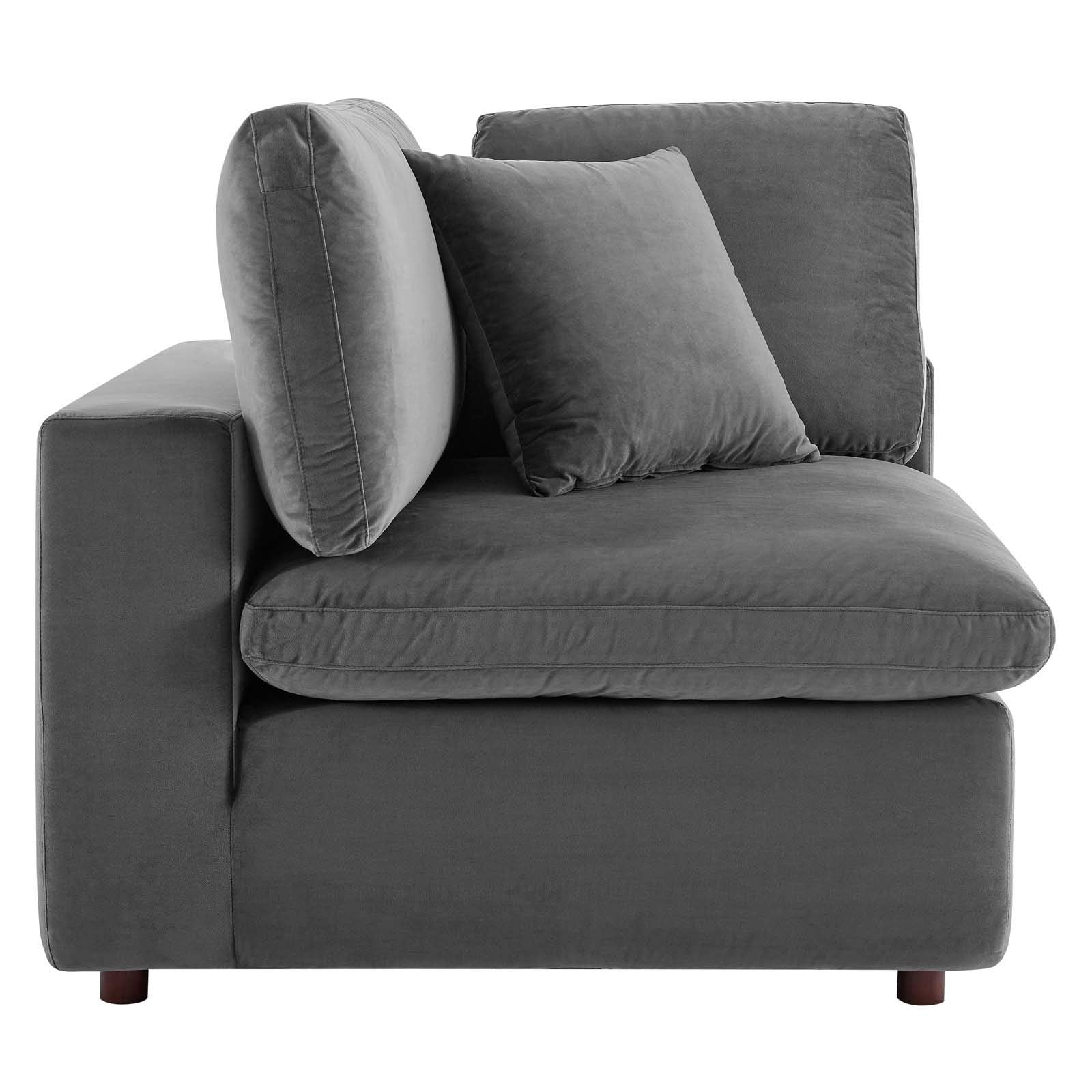 Commix Down-Filled Overstuffed Performance Velvet 4-Seater Sofa