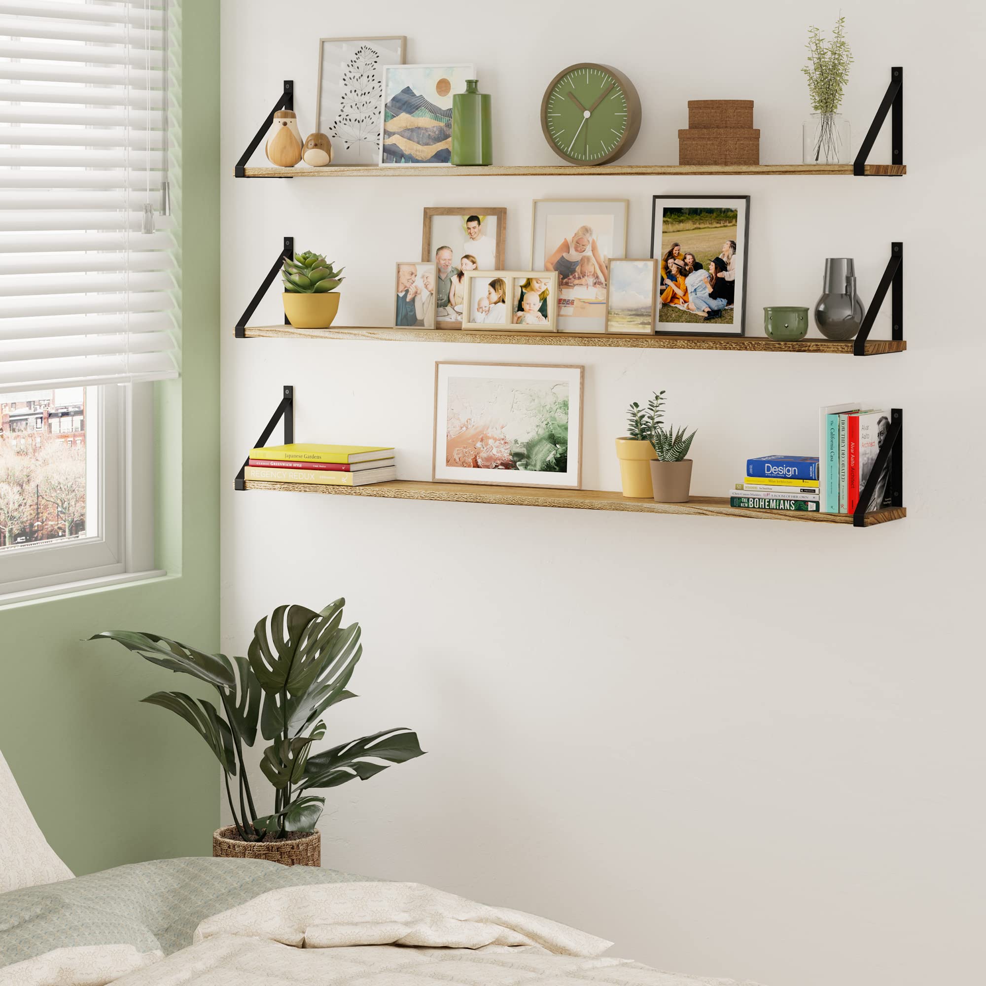 Bora Long Floating Shelves, Wall Bookshelf Living Room Decor Book Shelves for Office